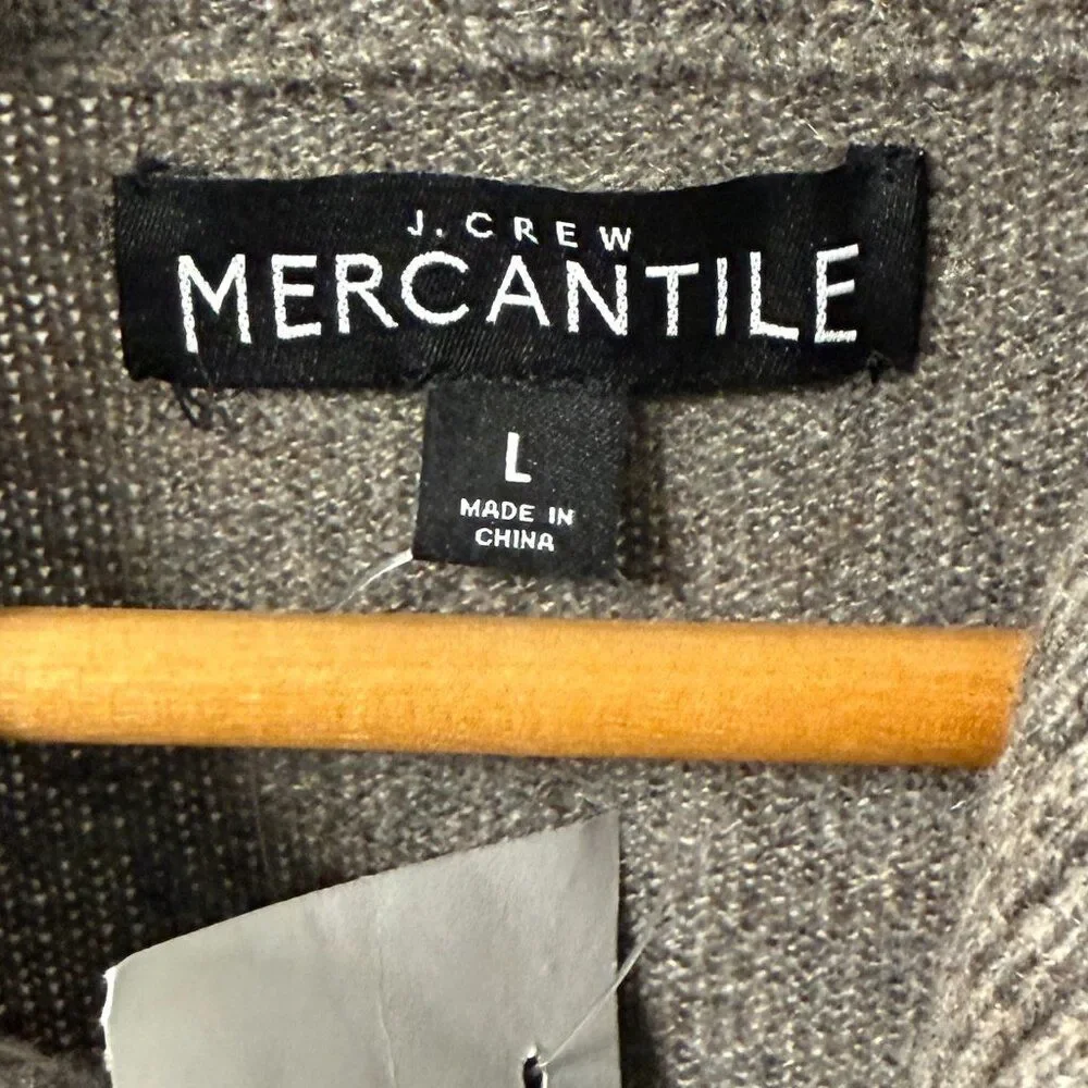 NWT J. Crew Mercantile Wool Blend Brown Shawl Collar Pullover Sweater Size Large